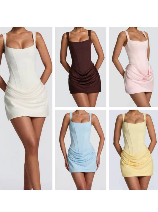 French Style Pleated Mini Dress