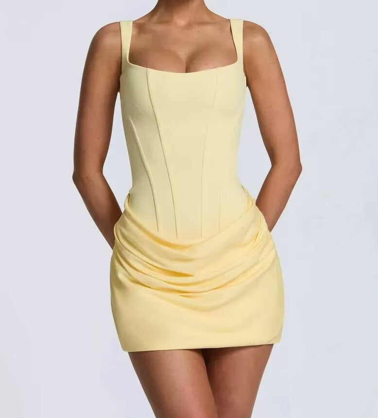 French Style Pleated Mini Dress