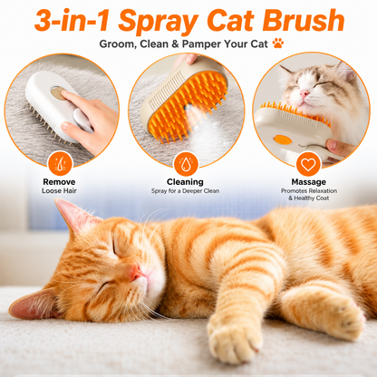 3-in-1 Pet Steam Brush for Cats & Dogs
