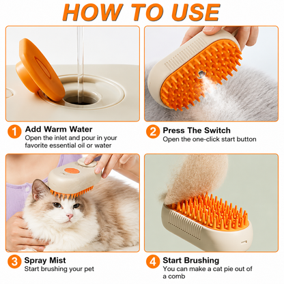 3-in-1 Pet Steam Brush for Cats & Dogs
